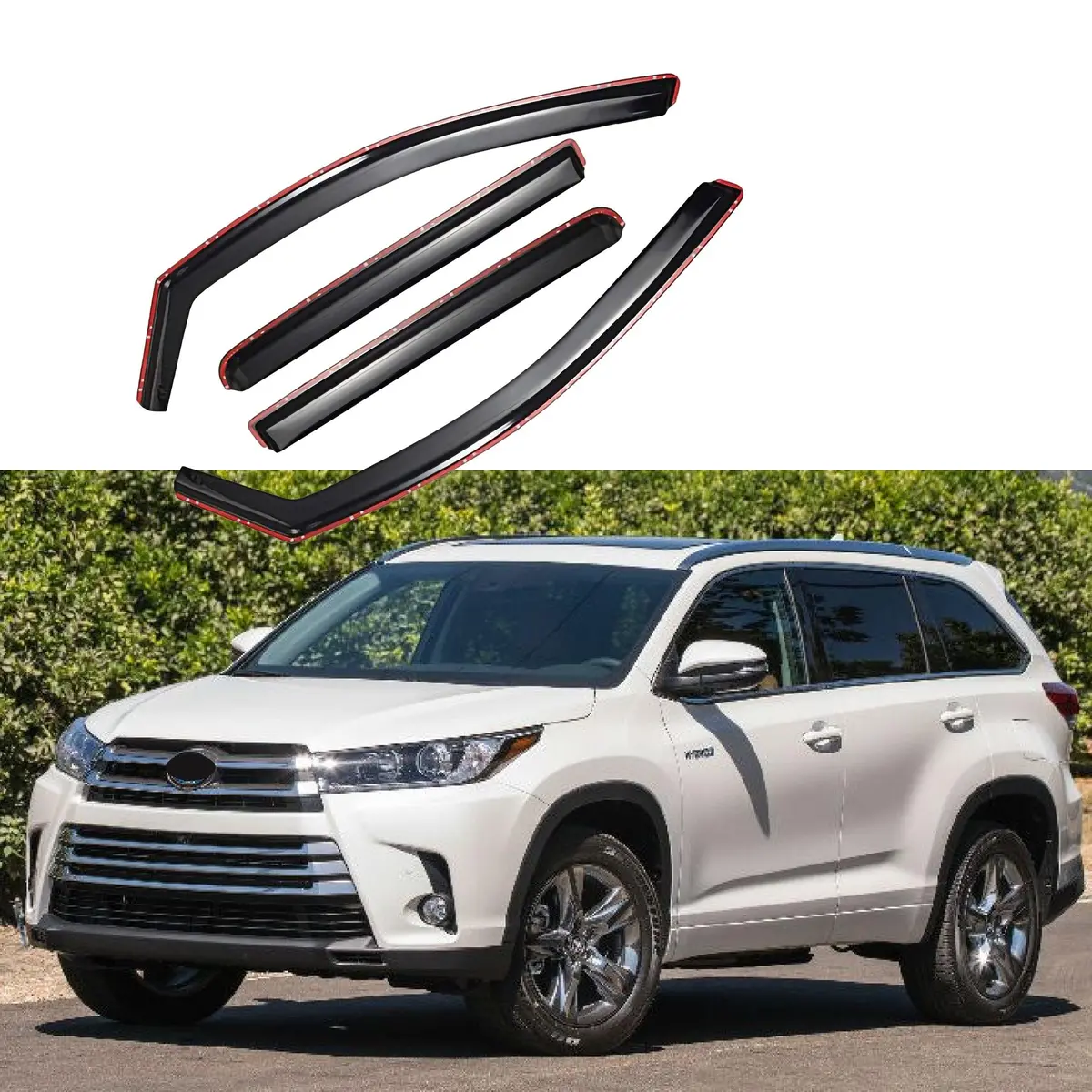 Fit 2014-2019 Toyota Highlander In-Channel Vent Window Visors Rain Sun Wind Guards Shade Deflectors 1
