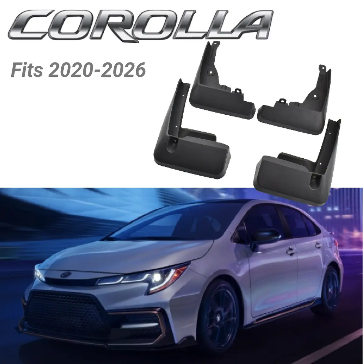 Fit 2020-2026 Toyota Corolla Black Sedan Mud Flaps Splash Guard Fender Mudguard 1