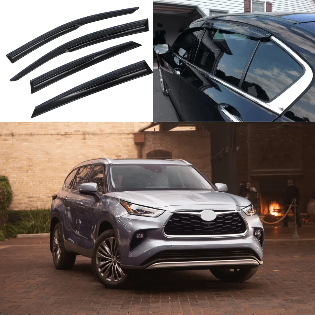 For Toyota Highlander 2020-2026 Carbon Fiber Print Trim Mugen Style Window Visors 1