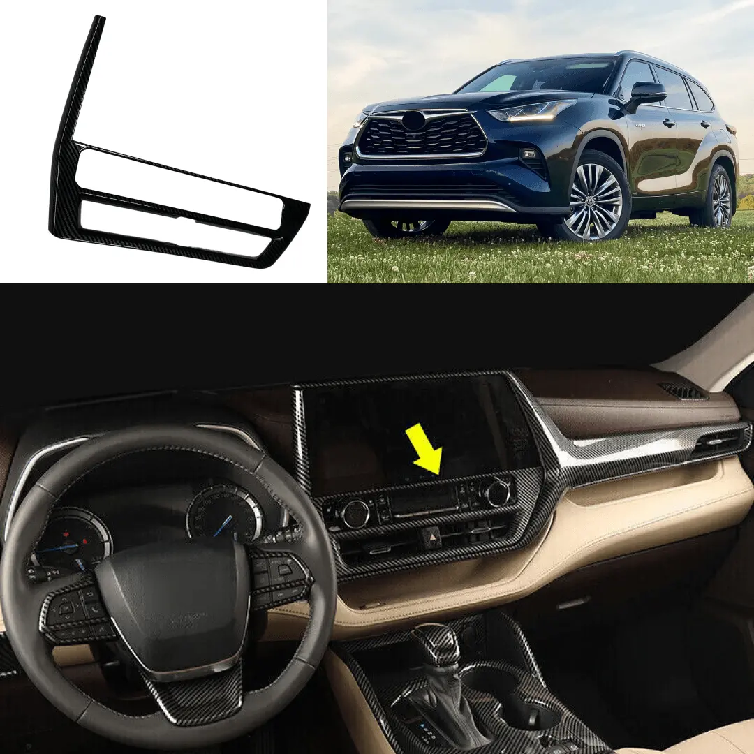 For Toyota Highlander 2020-2024 Carbon Fiber Print Central Button Control Panel Trim 1