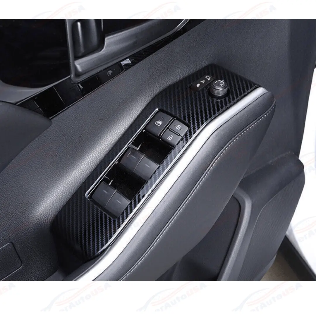 Fit 2020-2024 Toyota Highlander Interior Window Switch Panel Trim (Carbon Fiber Print) 2