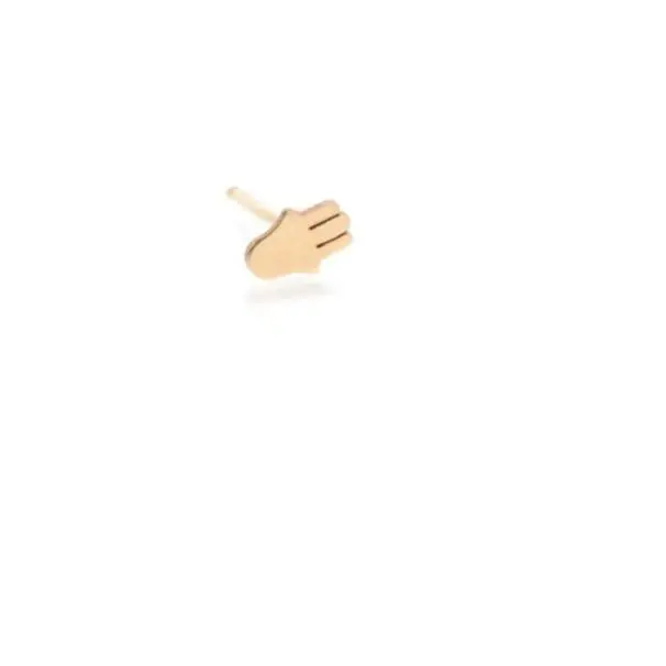14K Yellow Gold Itty Bitty Hamsa Stud Earrings 1