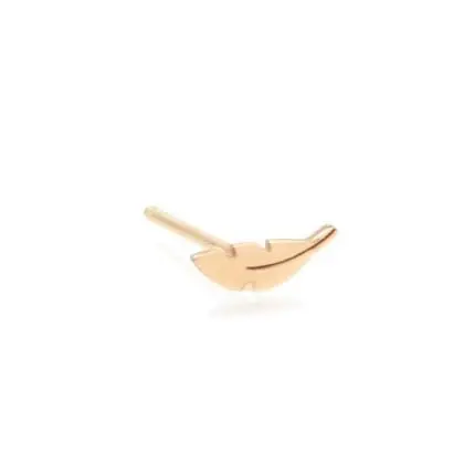 14K Yellow Gold Itty Bitty Feather Stud Earrings 1