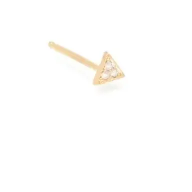 14K Yellow Gold Itty Bitty Pave Diamond Triangle Stud Earrings 1
