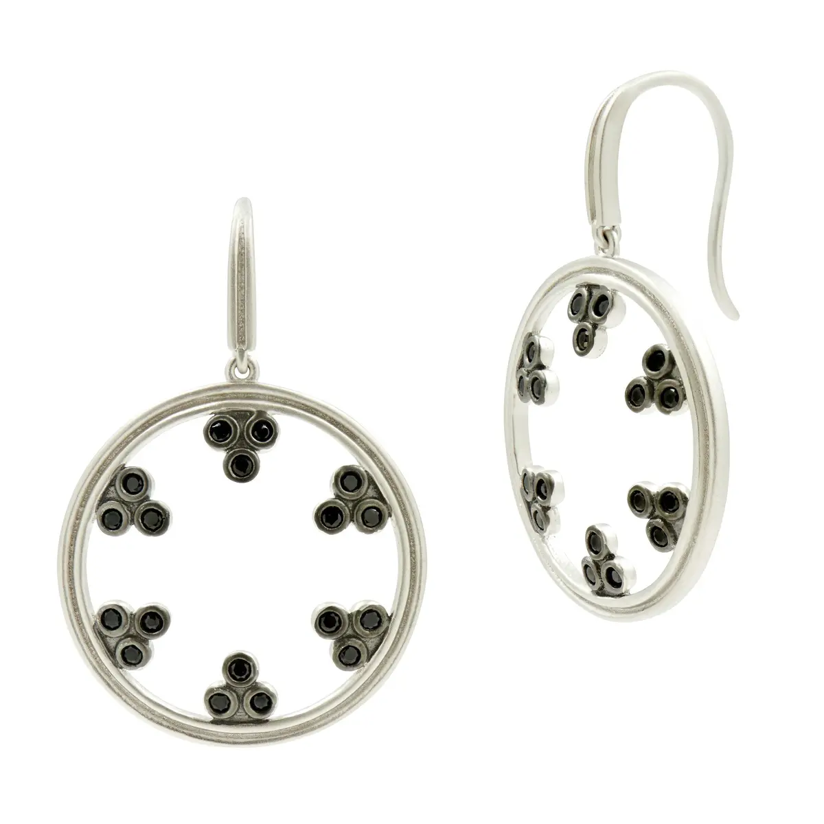 Frieda Rothman Industrial Finish Open Hoop Drop Earrings 1