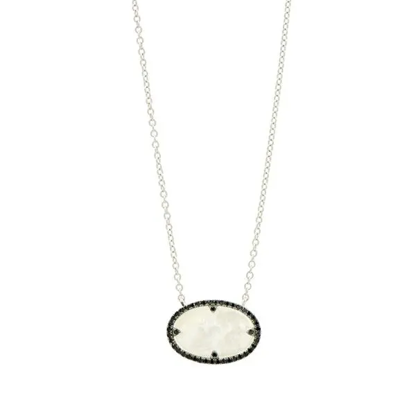 Frieda Rothman Sterling Silver Industrial Finish Oval Pendant 1