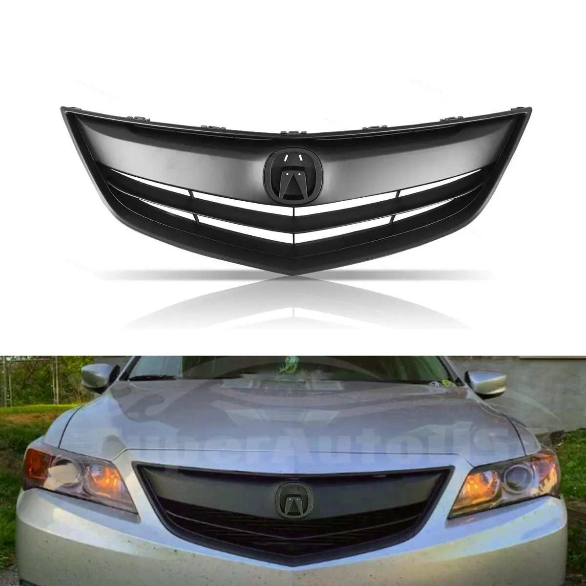 For 2013-2015 Acura Ilx Front Bumper Upper Grille Assembly (Painted Matte Black) 1