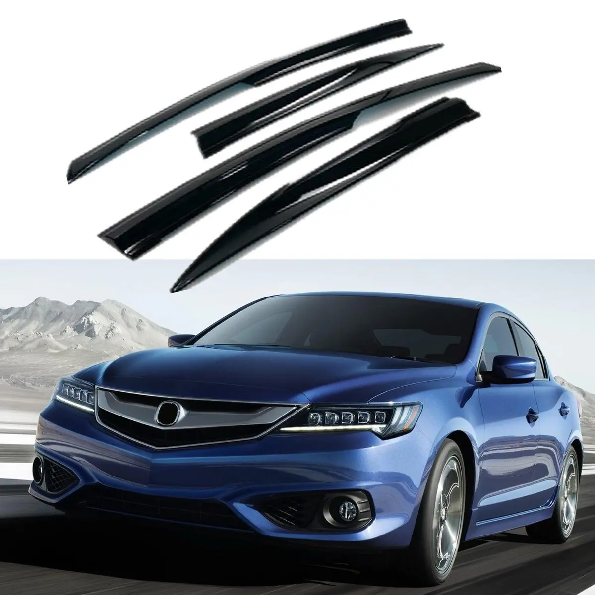 Fit 2013-2022 Acura Ilx 3D Mugen Style Window Visors Rain Sun Guards Shade Deflectors 1