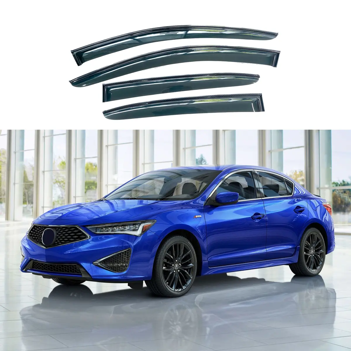 Fit For 2013-2022 Acura Ilx Carbon Fiber Style Trim Vent Window Visors Rain Sun Wind Guards Shade Deflectors 1