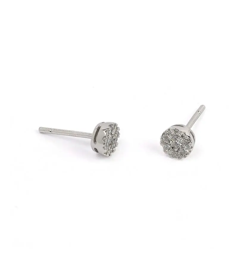 14K White Gold Diamond Cluster Earrings 1