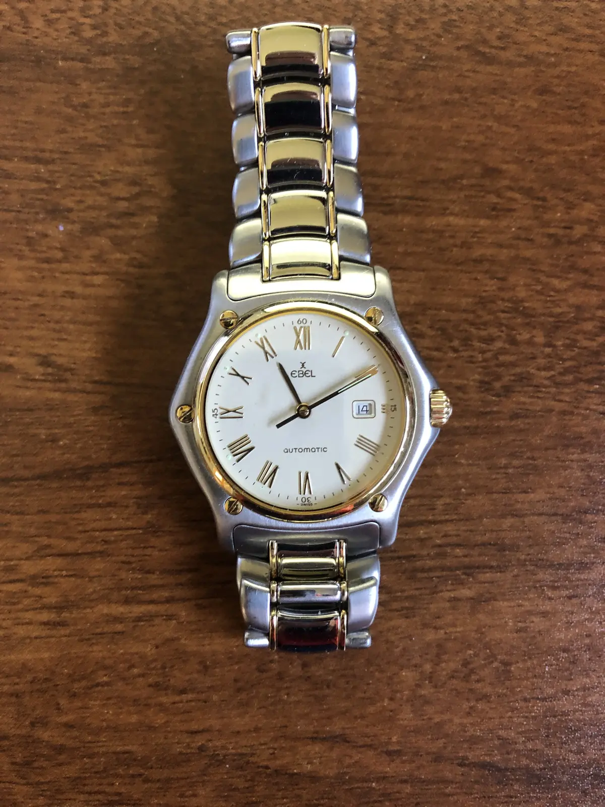 Preowned Mens Stainless And 18K Yellow Gold Ebel 1911 Automatic Bracelet Watch 1