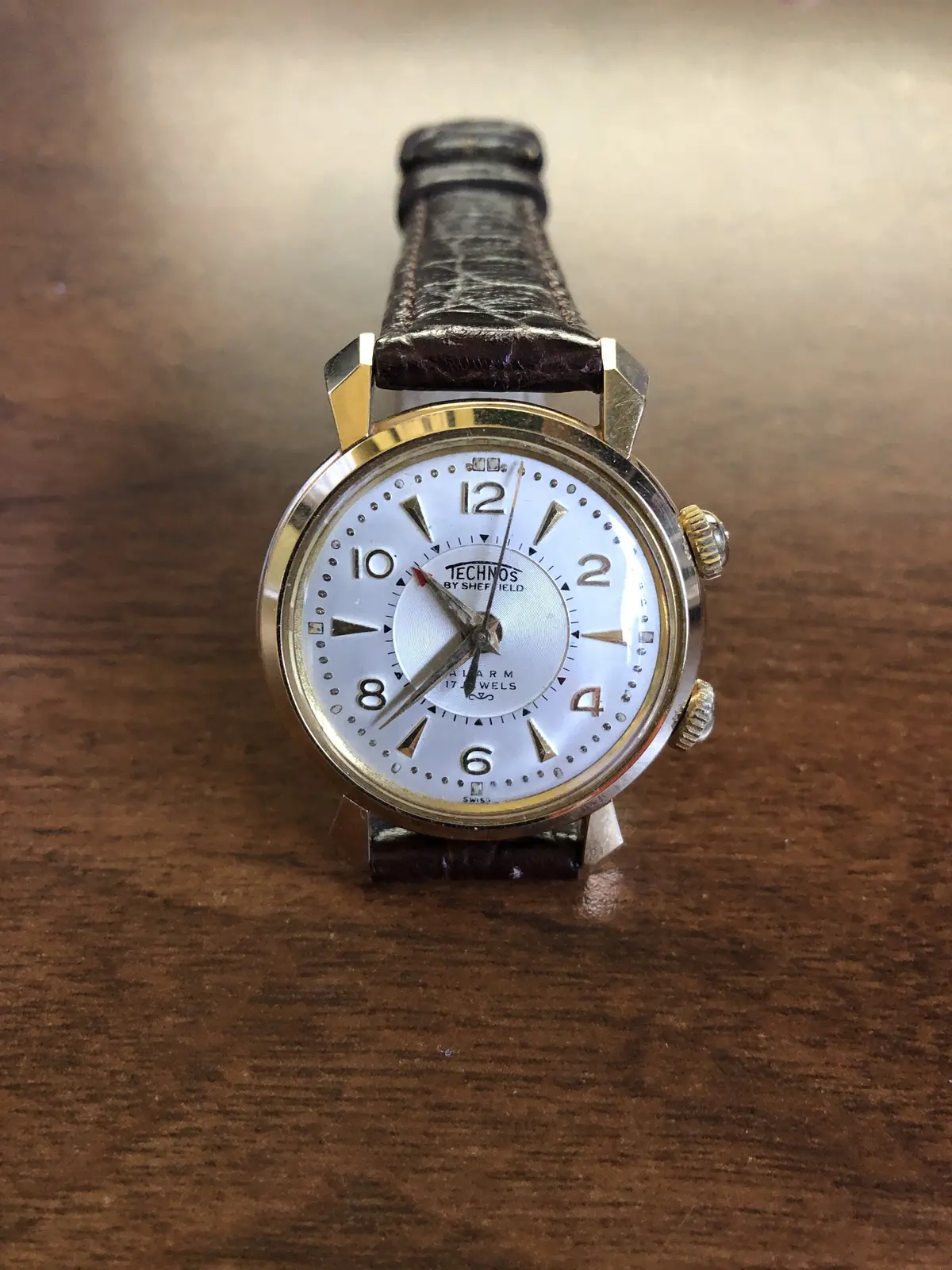 Preowned Mens Gold Filled Technos Alarm Watch Circa 1960'S 1
