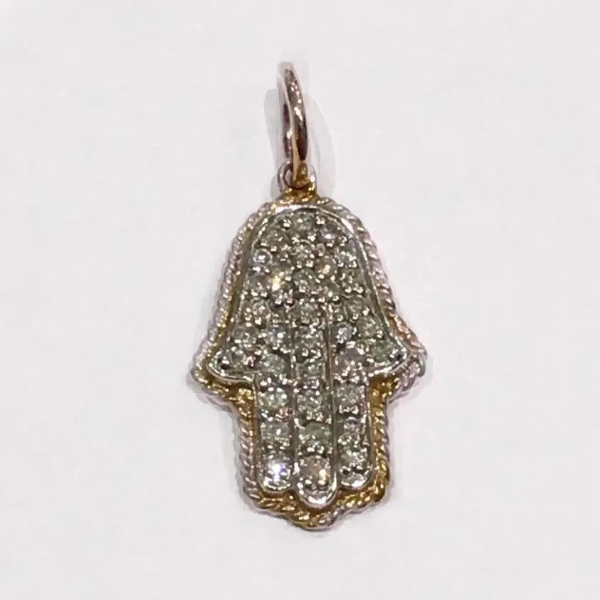 14K White And Yellow Gold Diamond Chamsa Pendant 1