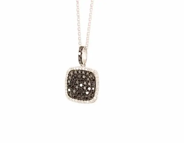 14K White Gold Black And White Diamond Cluster Pendant 1