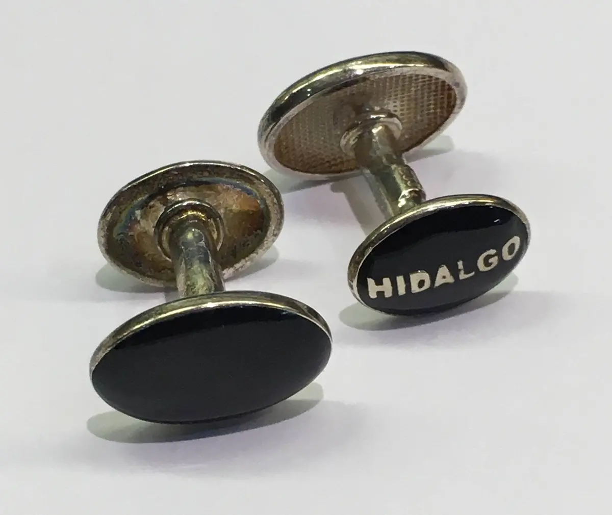 Sterling Silver Black  Enameled Hidalgo  Oval Cuff Links 1