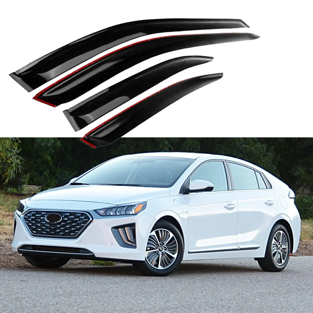 For Hyundai Ioniq 2016-2020 Out-Channel Vent Window Visors Rain Sun Wind Guards Shade Deflectors 1