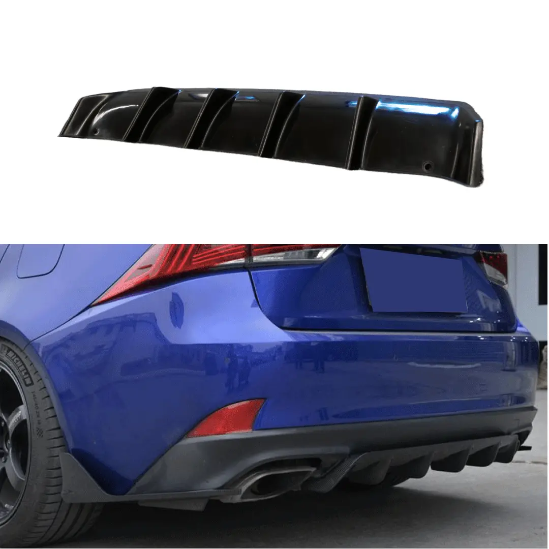 Fits 2013-20 Lexus Is300 Is350 Shark Curved Gloss Black Rear Bumper Diffuser 1