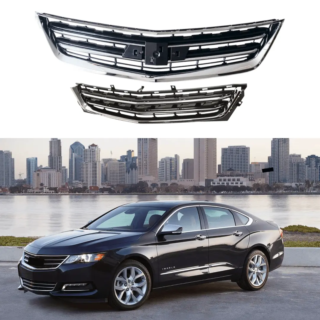 Fits Chevrolet Impala 2014-2020 Chrome Trim Front Upper & Lower Grill/Grille Set 2Pc 1