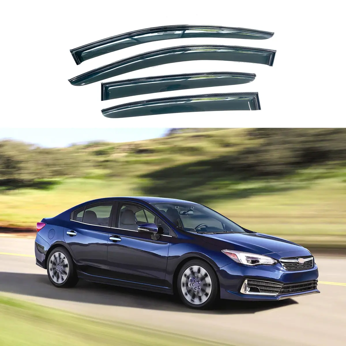 For Subaru Impreza 2017-2023 Carbon Fiber Print Trim Window Visors Wind Guards 1
