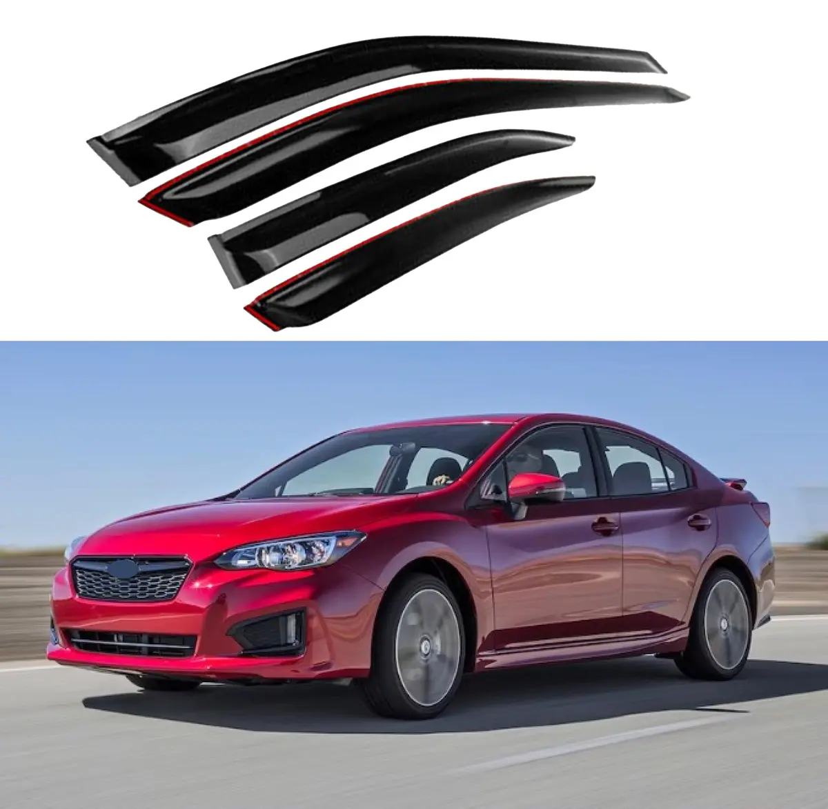Fit 2018-21 Subaru Impreza Sedan Out-Channel Vent Window Visors Rain Sun Wind Guards Shade Deflectors 1