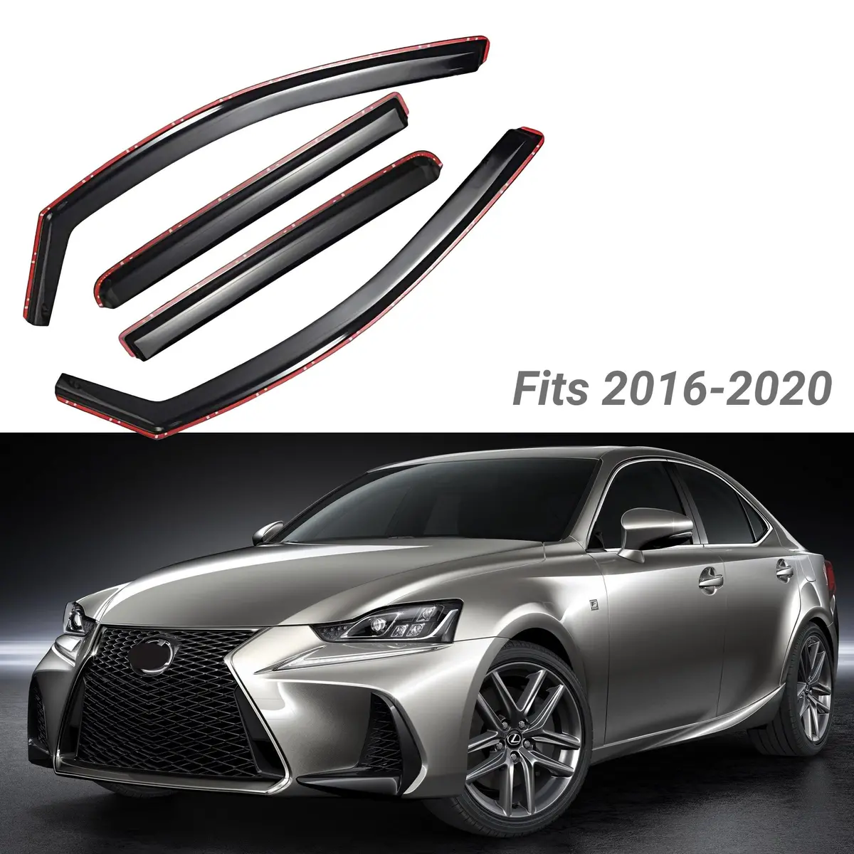 Fit 2014-2020 Lexus Is250 Is200t Is300 In-Channel Vent Window Visors Rain Sun Wind Guards Shade Deflectors 2