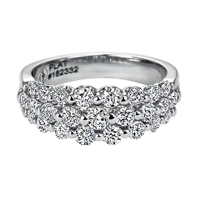 Platinum And Diamond 3 Row Diamond Band 1