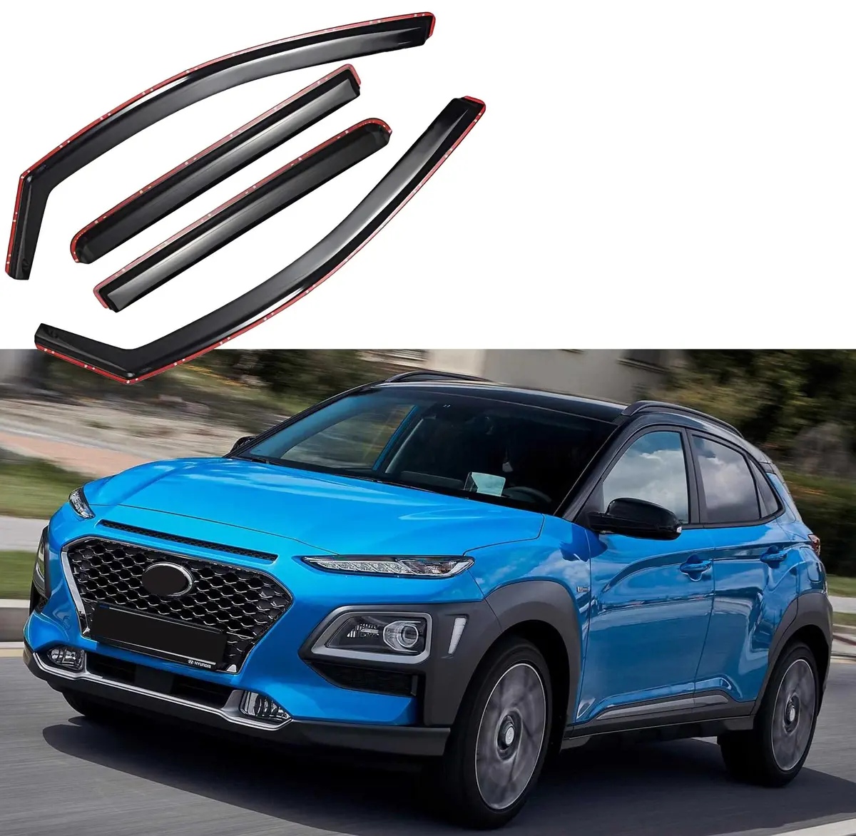 For Hyundai Kona 2018-2023 In-Channel Window Visors Rain Guards Shade Deflectors 1