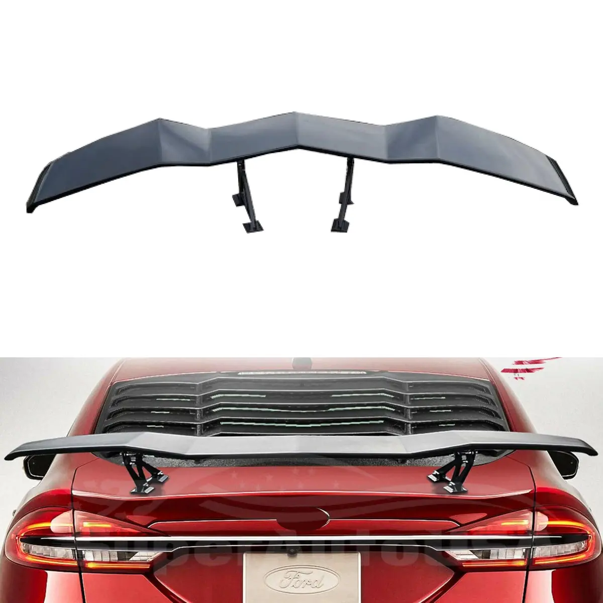 Fit Ford Fusion Gt Lambo Style Rear Trunk Wing Spoiler Trim (Gloss Black) 1