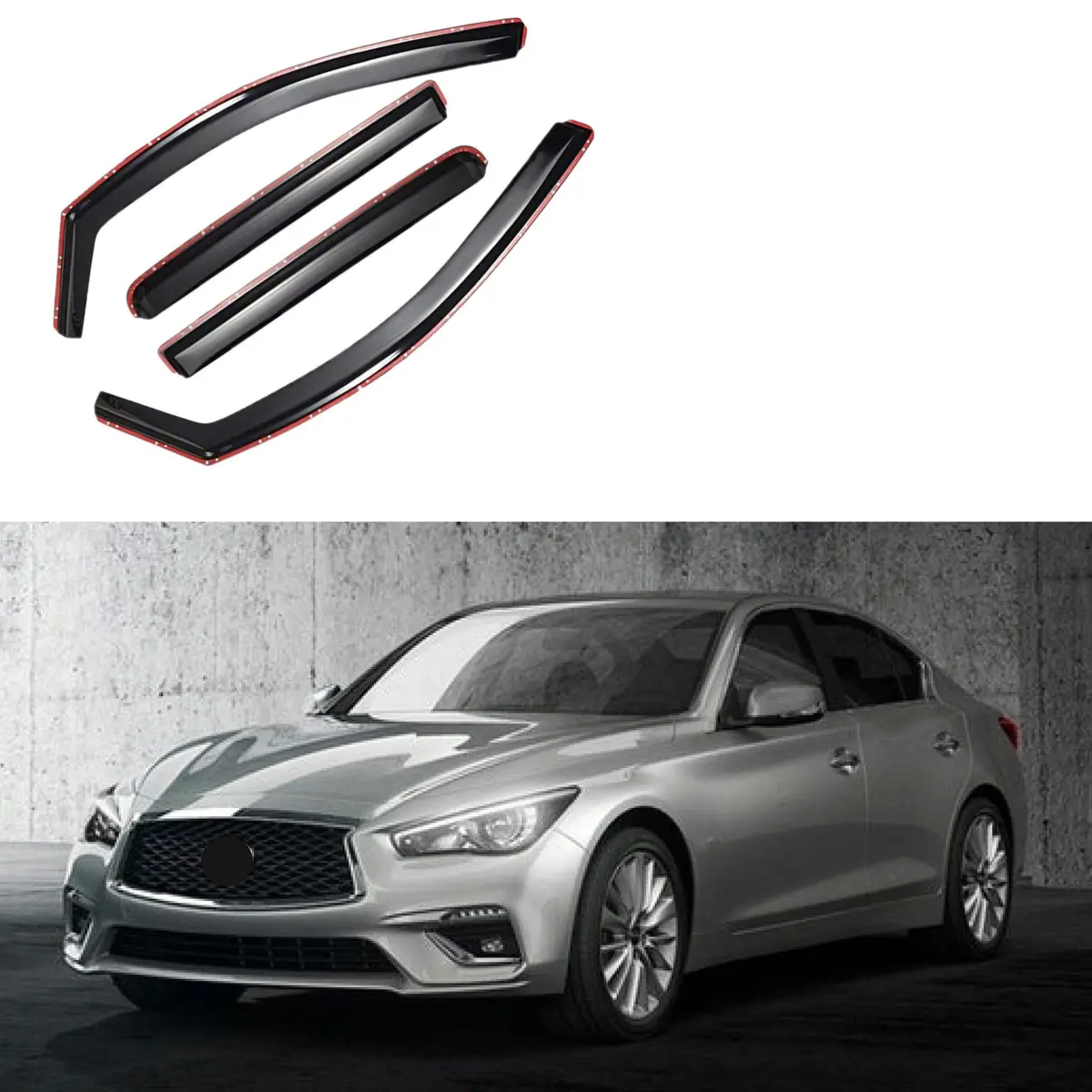 Fit 2014-2017 Infiniti Q50 In-Channel Vent Window Visors Rain Sun Wind Guards Shade Deflectors 1
