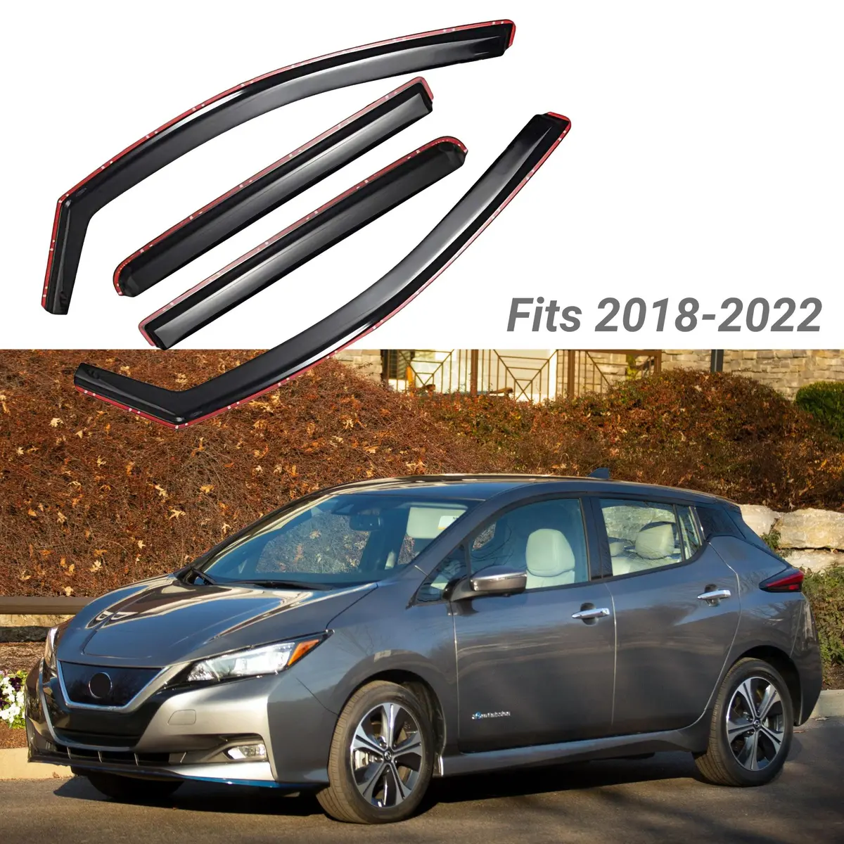 Fit 2018-2024 Nissan Leaf In-Channel Vent Window Visors Rain Sun Wind Guards Shade Deflectors 1