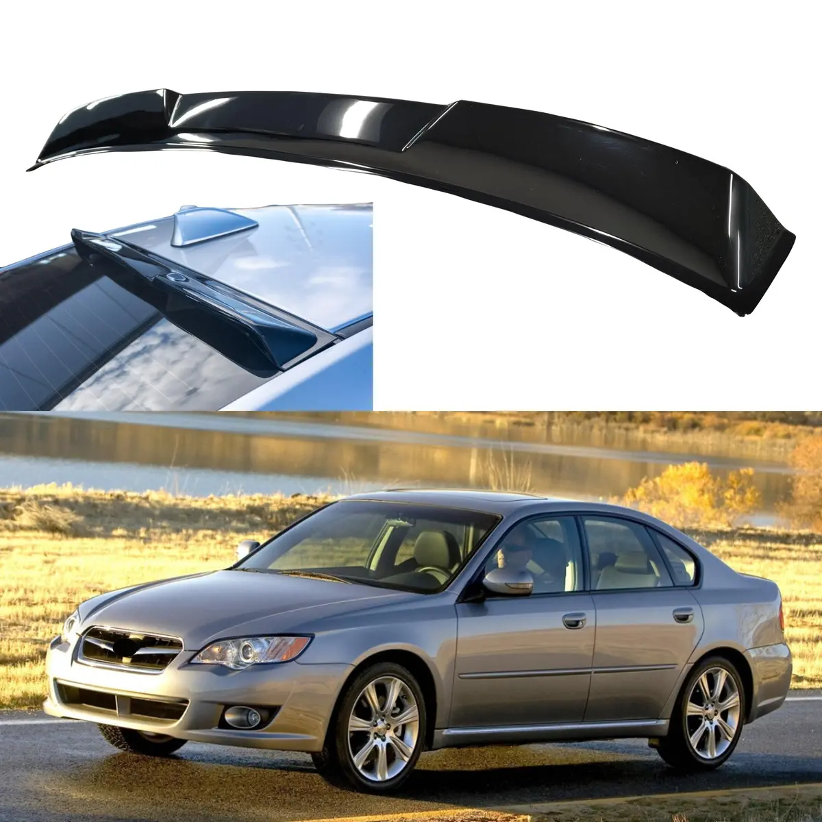 Fits 2003-2009 Subaru Legacy Abs Gloss Black Rear Roof Window Visor Spoiler Wing 1