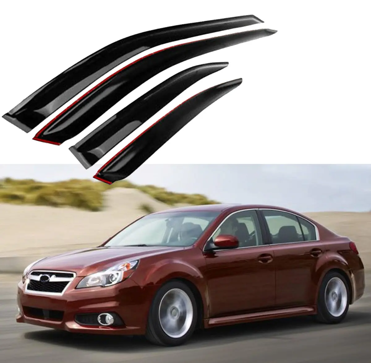 Fit 2010-2014 Subaru Legacy Out-Channel Vent Window Visors Rain Sun Wind Guards Shade Deflectors 1