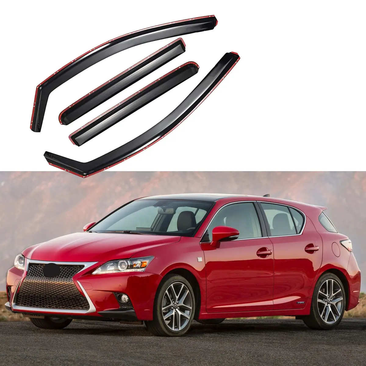 Fit 2011-2017 Lexus Ct200h In-Channel Vent Window Visors Rain Sun Wind Guards Shade Deflectors 1