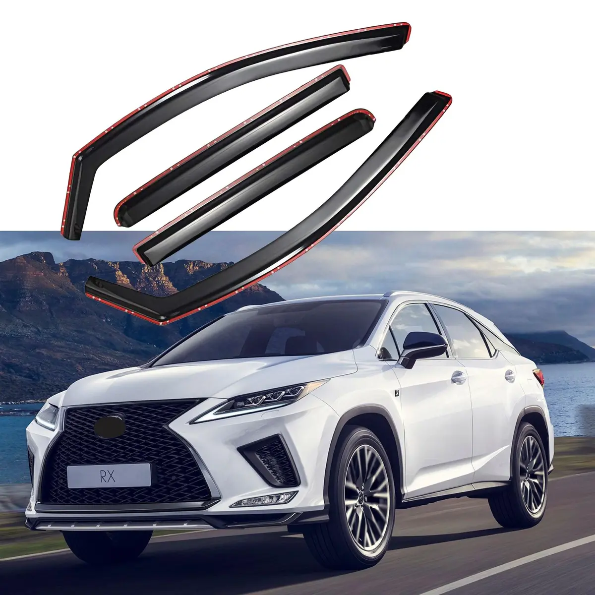 Fit 2016-2022 Lexus Rx350 In-Channel Vent Window Visors Rain Sun Wind Guards Shade Deflectors 1