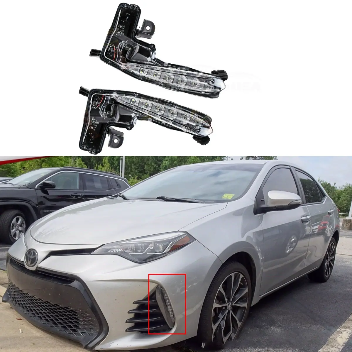 Fits 2017-2019 Toyota Corolla Se Xse Drl Fog Light Led Driving Lamp Left Right Set 1