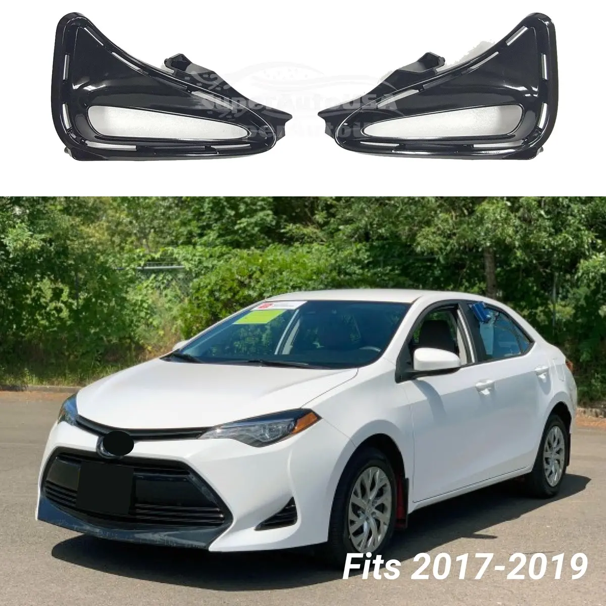 Fits 2017-2019 Toyota Corolla L Xle Le Drl Fog Light Bezel Left Right Covers 1
