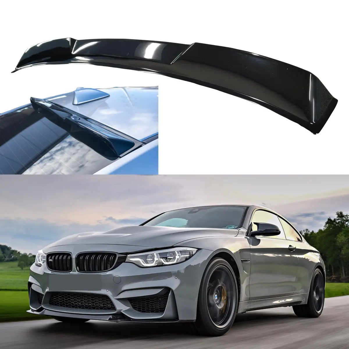 Fits 2015-2020 Bmw M4 F82 Gloss Black Abs Rear Roof Window Visor Spoiler Wing 1