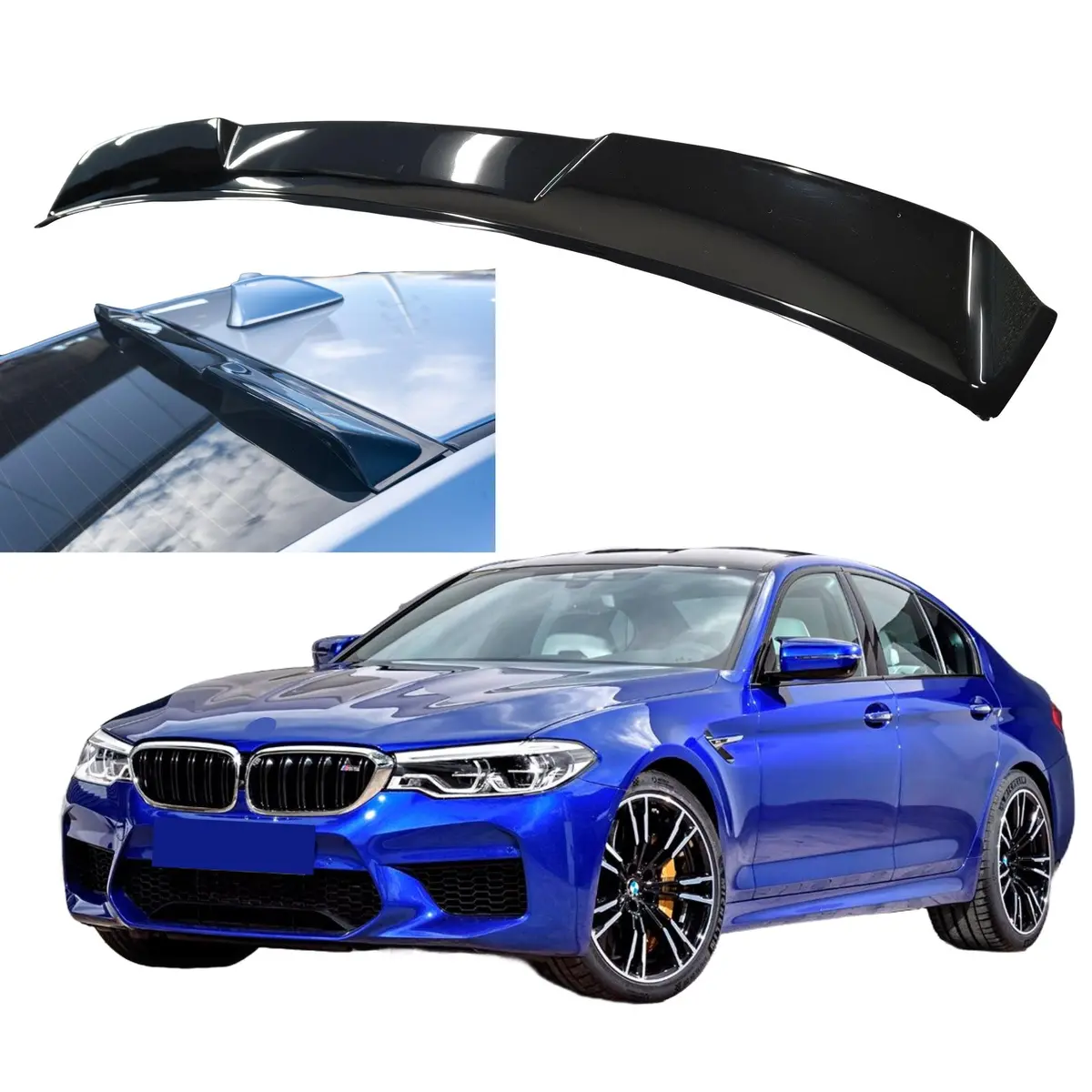 Fits 2018-2023 Bmw M5 F90 Abs Gloss Black Rear Roof Window Visor Spoiler Wing 1