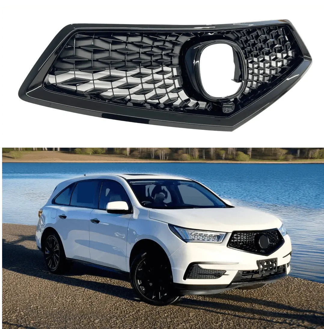 Fits 2017-2020 Acura Mdx Oem Style Gloss Black Front Bumper Upper Grille Assembly 1