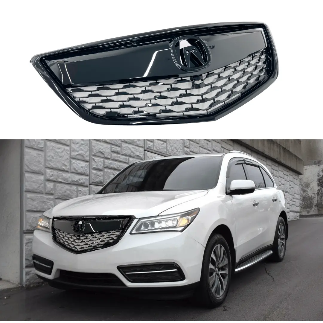 Fits Acura Mdx 2014-2016 Gloss Black/Chrome Front Grill Bumper Grille Assembly 1