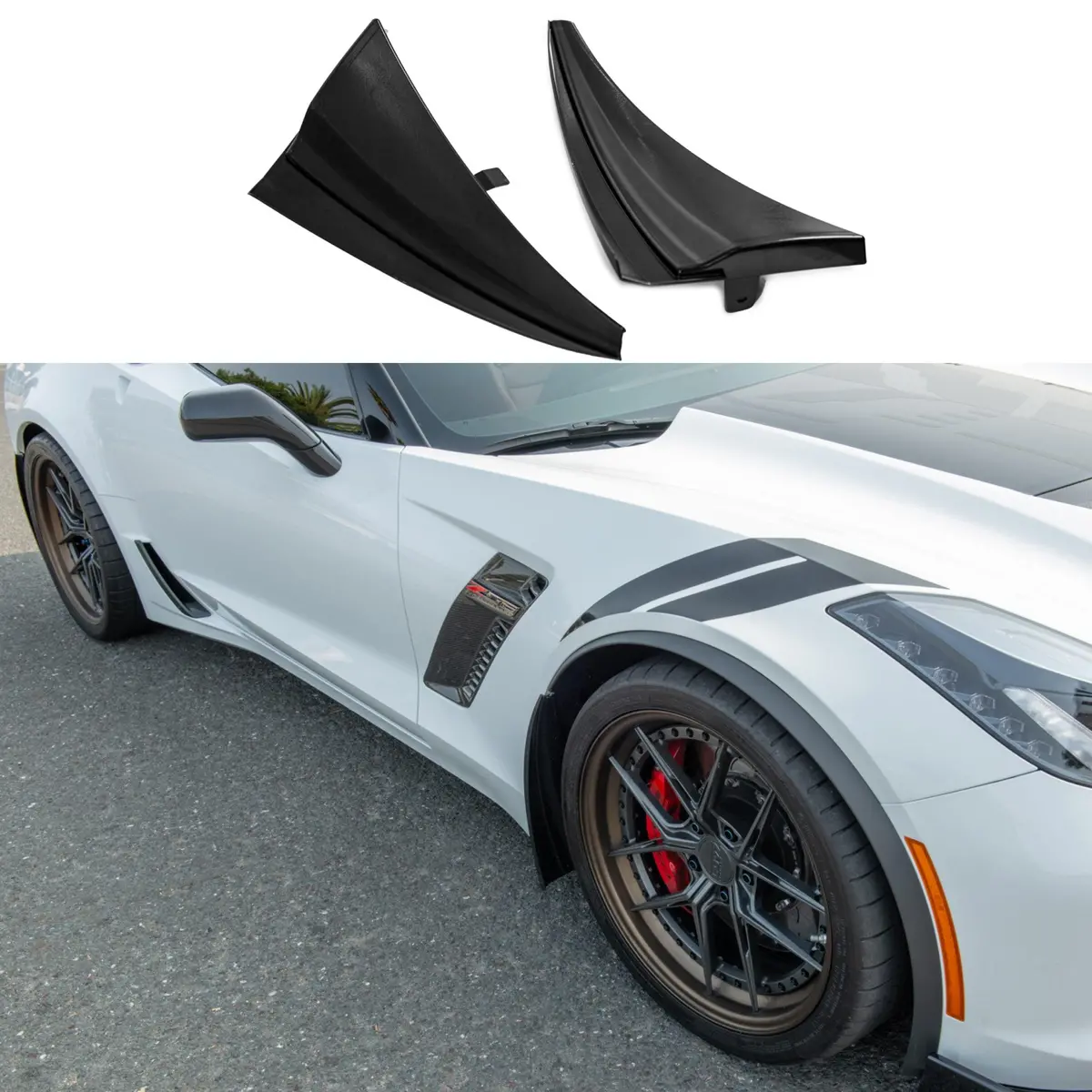 Fits 2014-Up Chevrolet Corvette C7 Extended Front Splash Guards 1