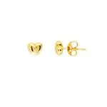 14K Yellow Gold Puff Heart Stud Earrings 1