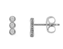 14K White Gold Bezel Trio Studs 1