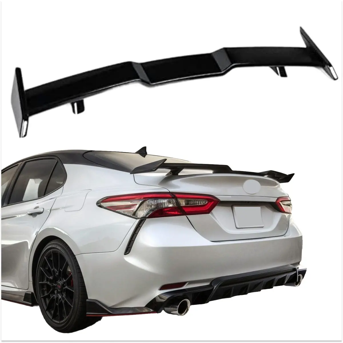 Fit 2018-2024 Toyota Camry Trd Style Rear Trunk Spoiler Abs Painted (Gloss Black) 1