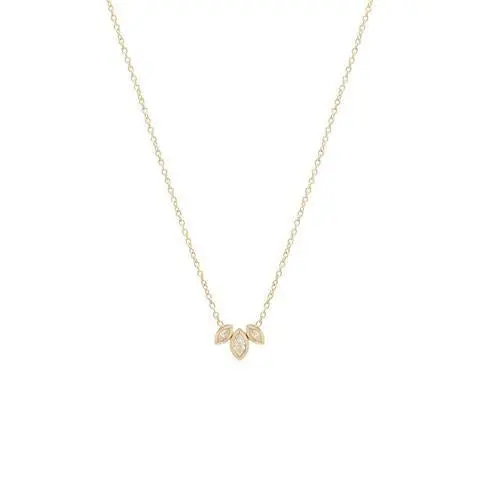 14K Yellow Gold Three Bezel Set Marquise Diamond Necklace 1