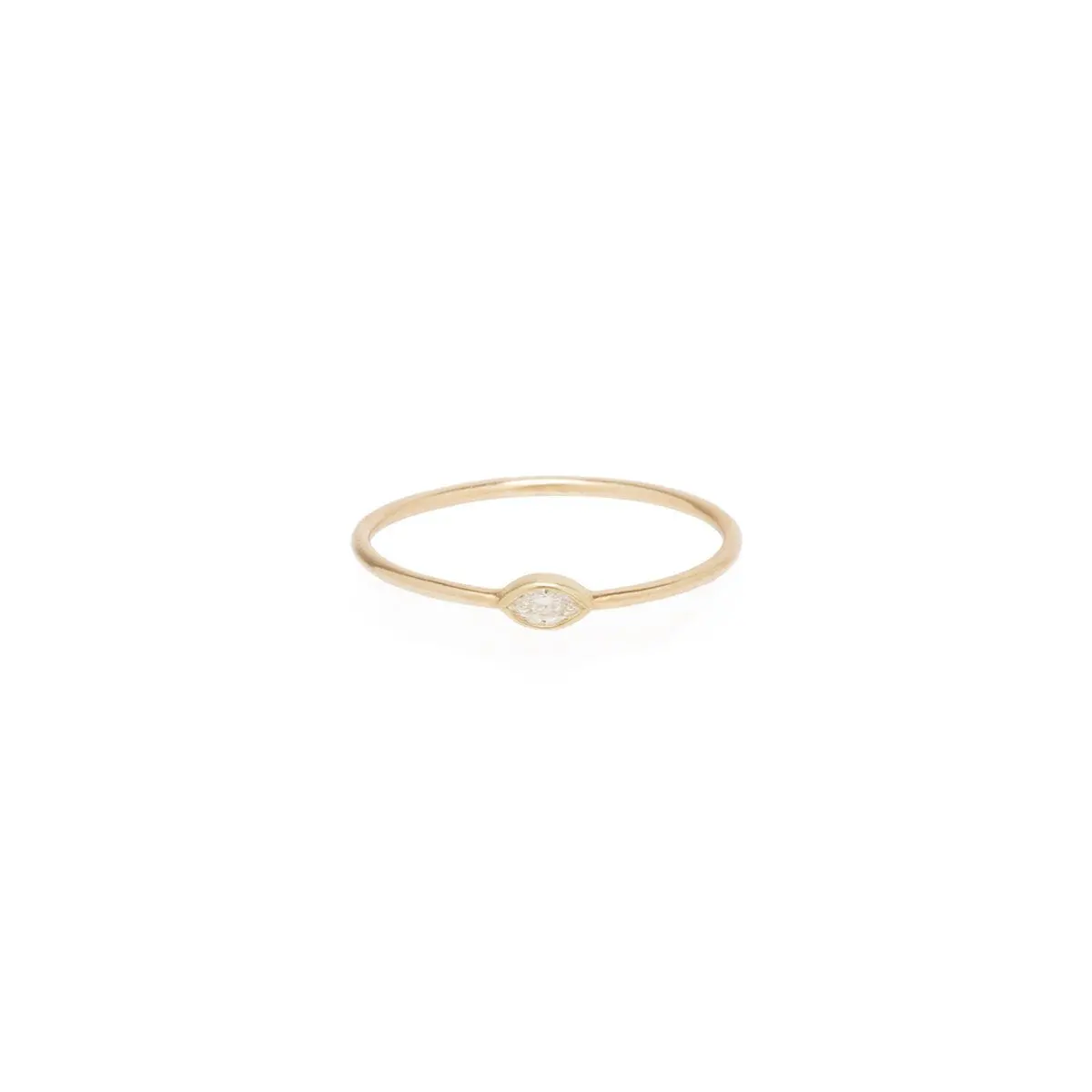 14K Yellow Gold Tiny Marquise Diamond Ring 1