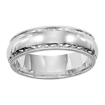 14K White Gold 5Mm Milgrain Wedding Band 1