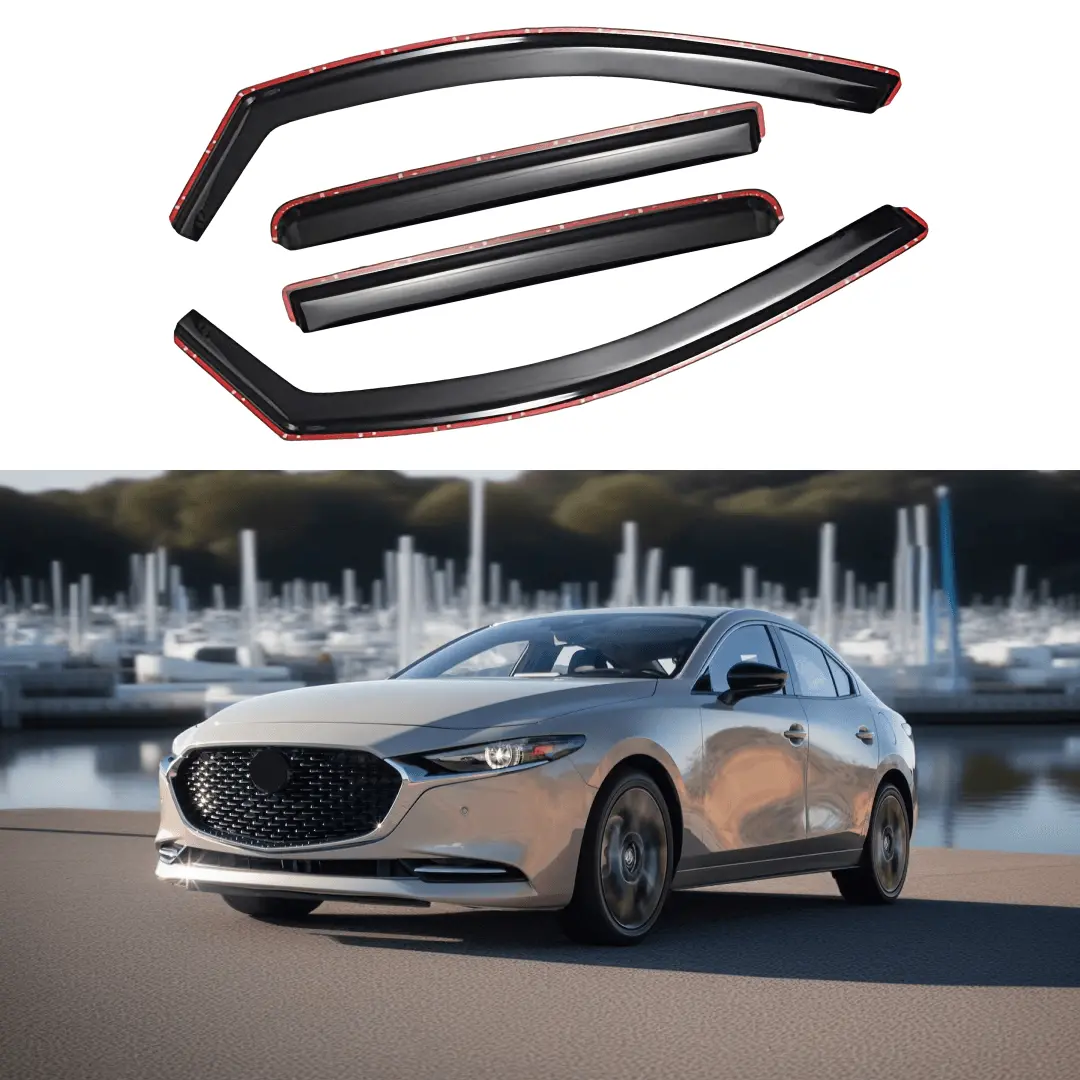 Fits 2019-2024 Mazda3 Sedan In-Channel Vent Window Visors Rain Sun Wind Guards Shade Deflectors 1