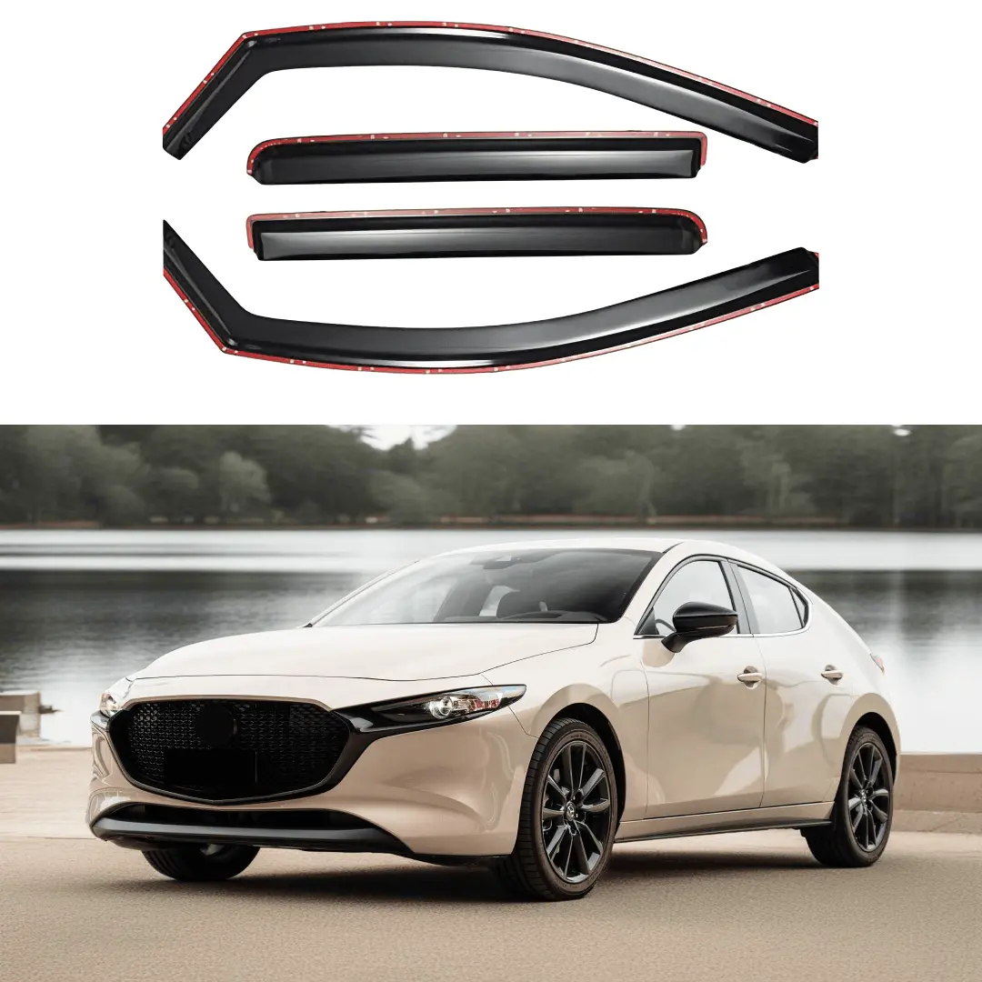 Fits 2019-2024 Mazda 3 Hatchback In-Channel Vent Window Visors Rain Sun Wind Guards Shade Deflectors 1