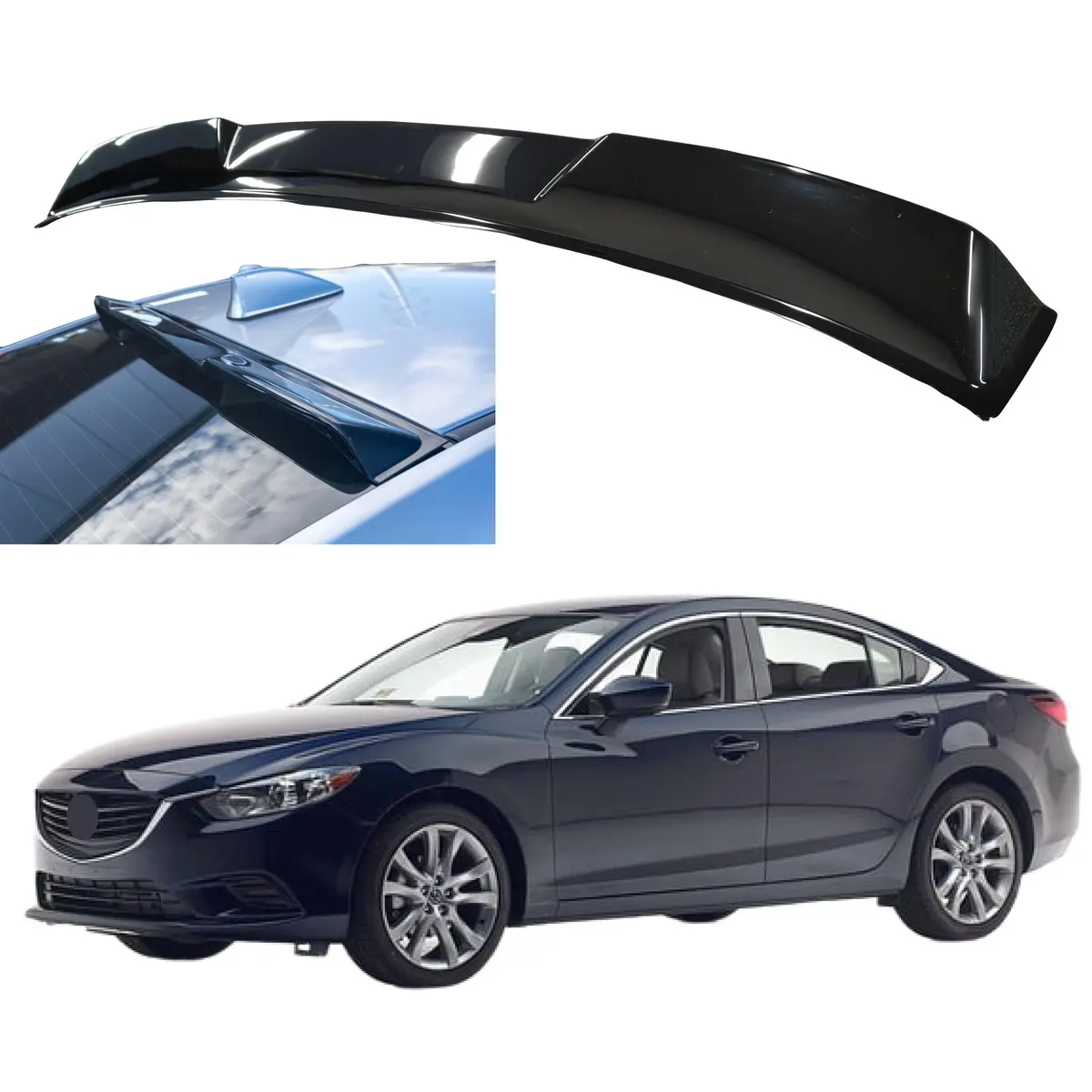 Fits For 2014-2021 Mazda6 Gloss Black Abs Rear Roof Window Visor Spoiler Wing 1